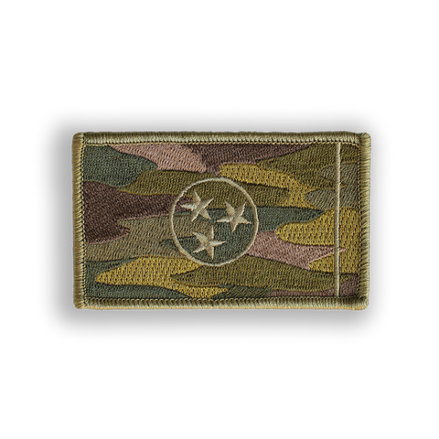 OD Green Camo Tennessee State Flag Tactical Military Patch - Iron-on, velcro, peel & stick
