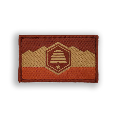 Canyon Camo Utah Desert State Flag Tactical Military Patch - Iron-on, velcro, peel & stick
