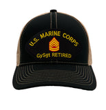 US Marine Corps Gunnery Sergeant Retired Hat - Multiple Colors Available